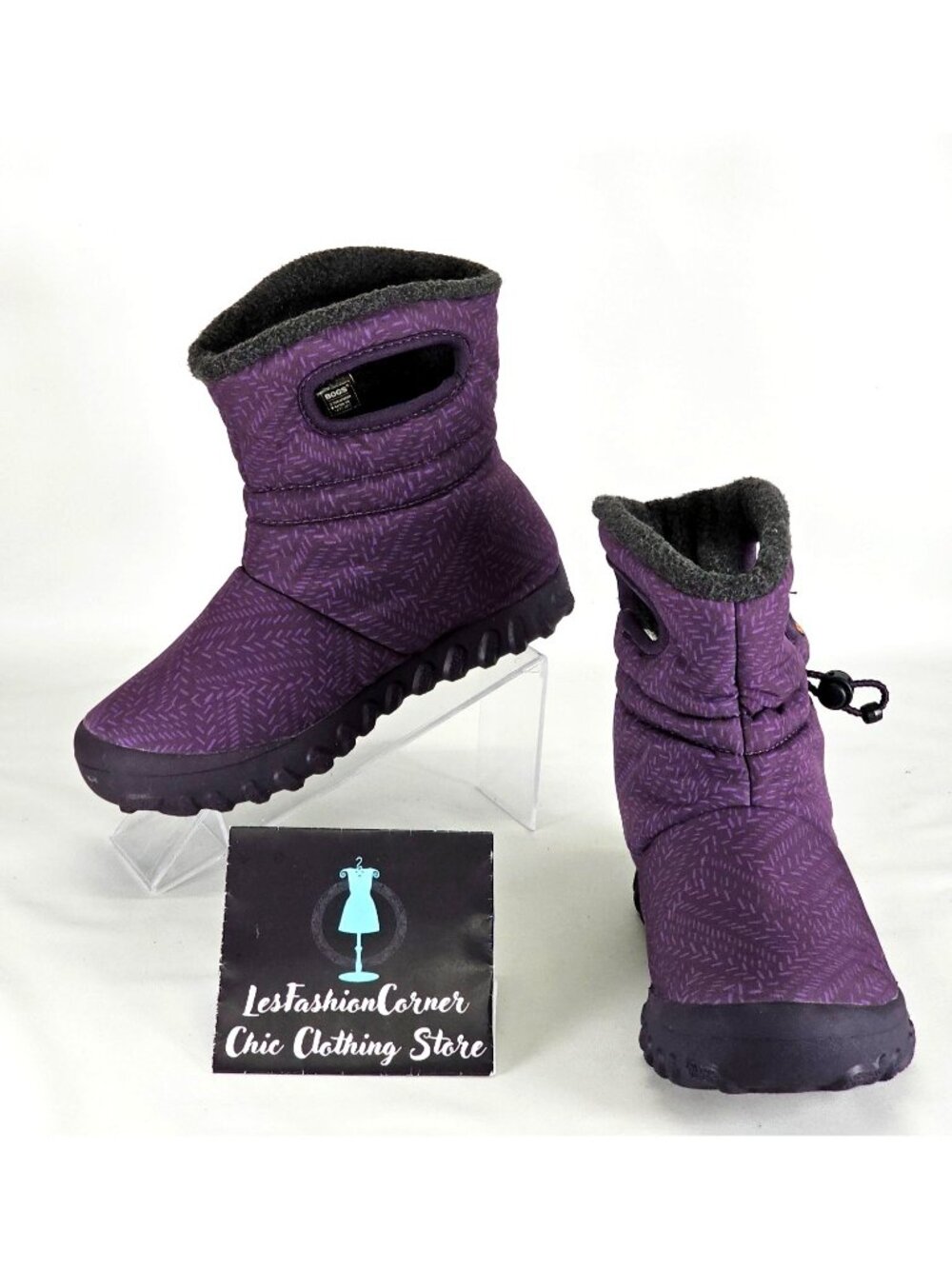 Bogs Kid's Eggplant Bmoc Waterproof Insulated  Fleck Boot Size 4 Young 283